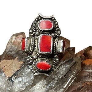 Red Coral .925 Silver Ring